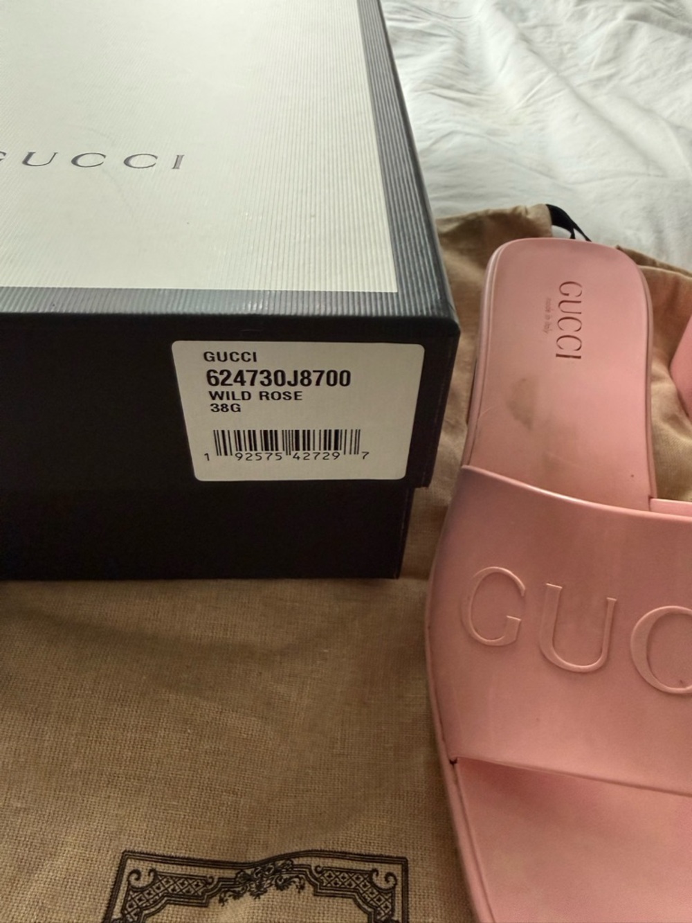 Gucci Double GG Logo Rubber Platform Block Heel Mules Slides Sandals Shoes 38 - Picture 2 of 9